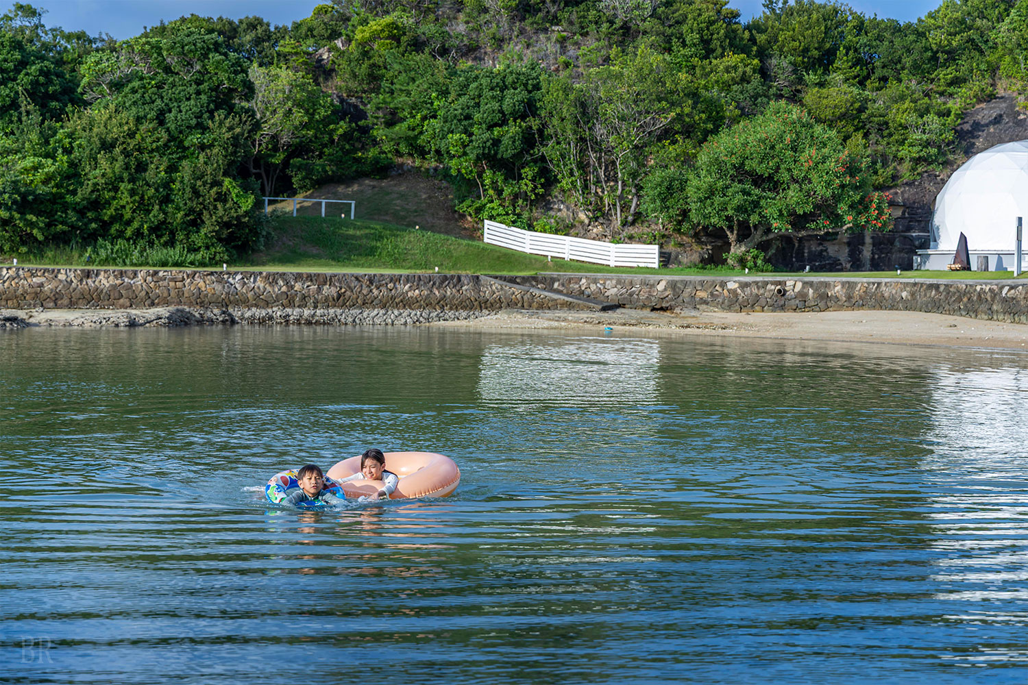 Fun in the water on the private beach