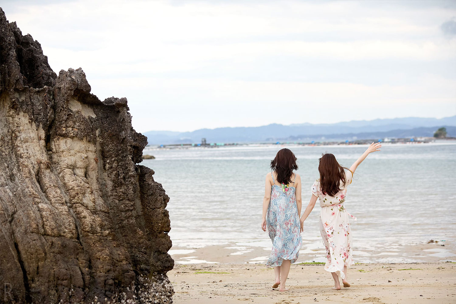 Stroll along the private beach